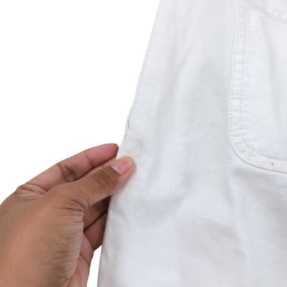 Eileen Fisher Women 14 Cotton Hemp Tapered Pants White High Waist Relax FLAW - Picture 8 of 9